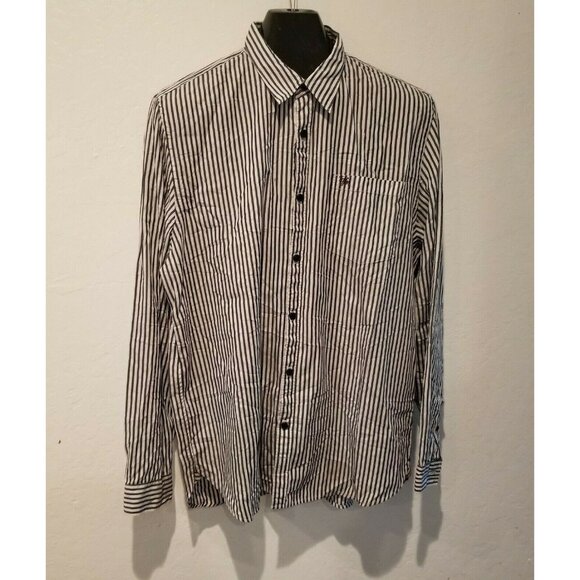 Seven in All Mankind Other - Seven in All Mankind Men's XL Black & White Striped Button Up Long Sleeve Shirt